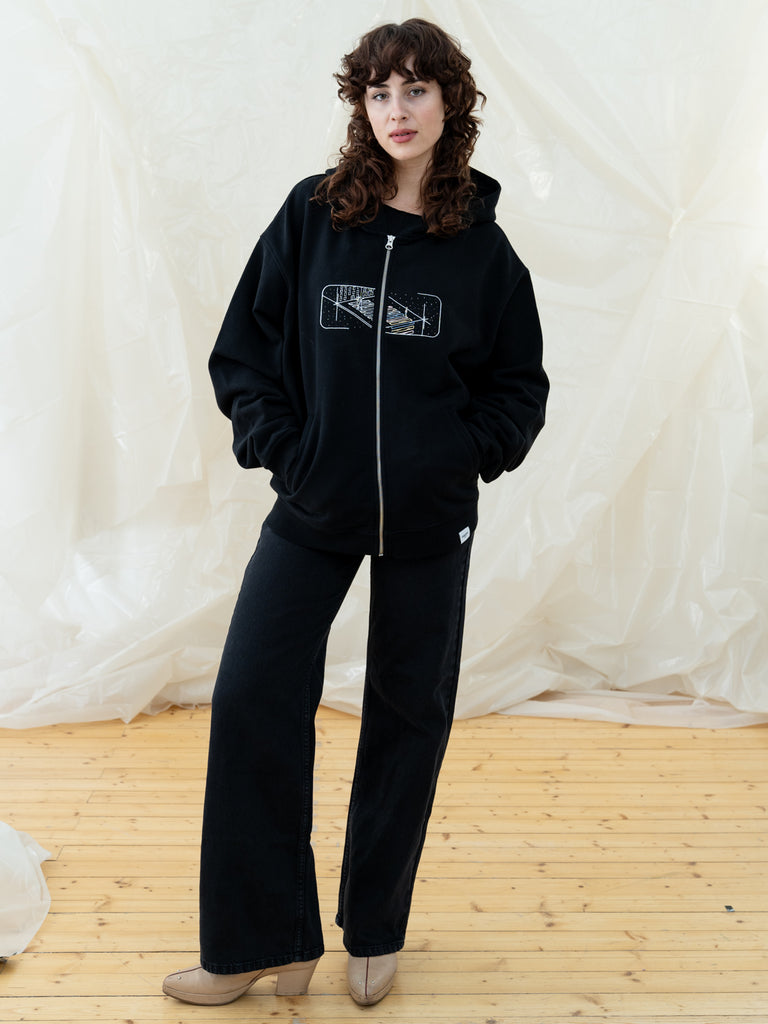 As We Cross the Street | Zip Hoodie Black - maezen