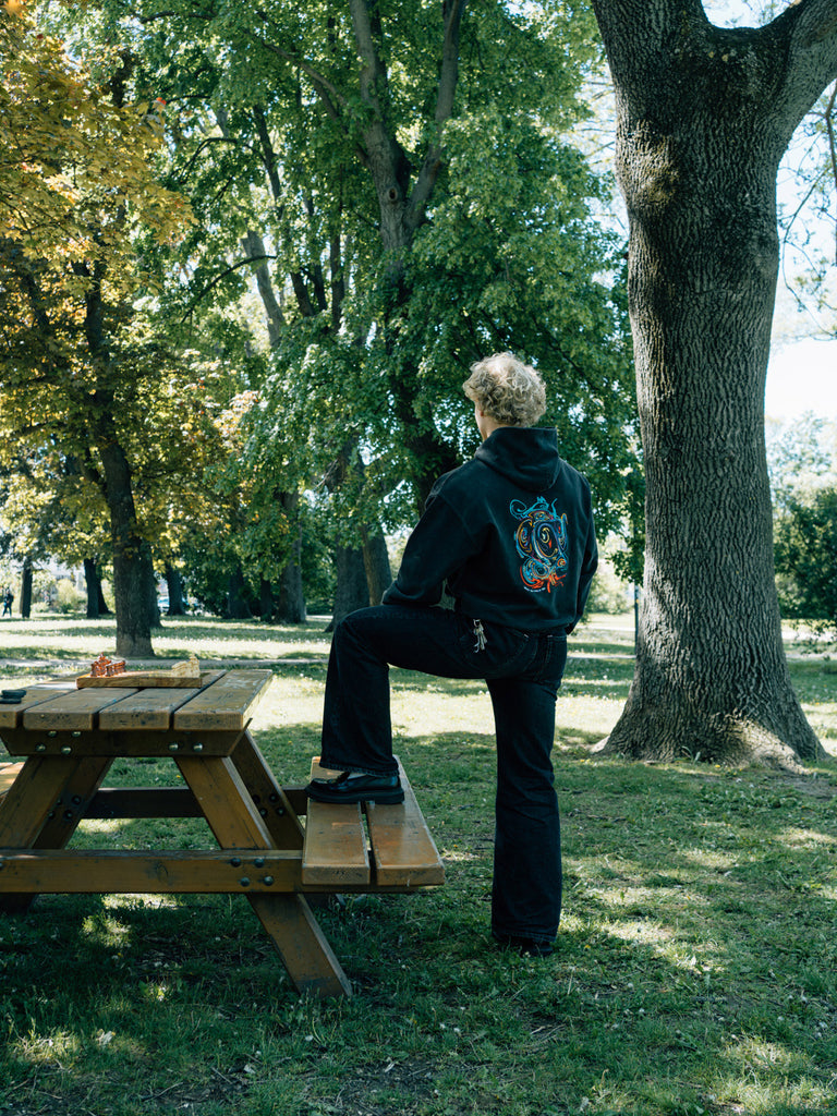 When you cross my mind | Hoodie Washed Black - maezen