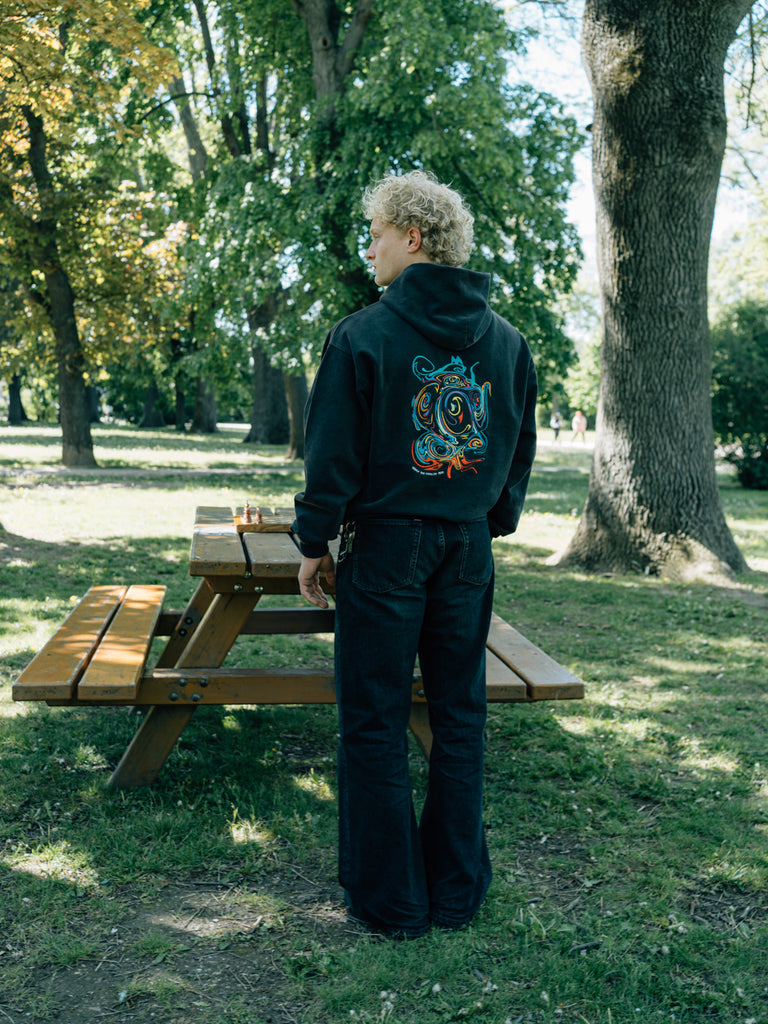 When you cross my mind | Hoodie Washed Black - maezen