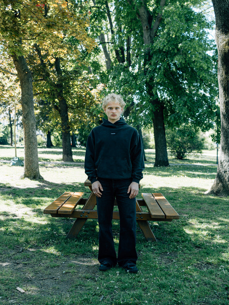 When you cross my mind | Hoodie Washed Black - maezen