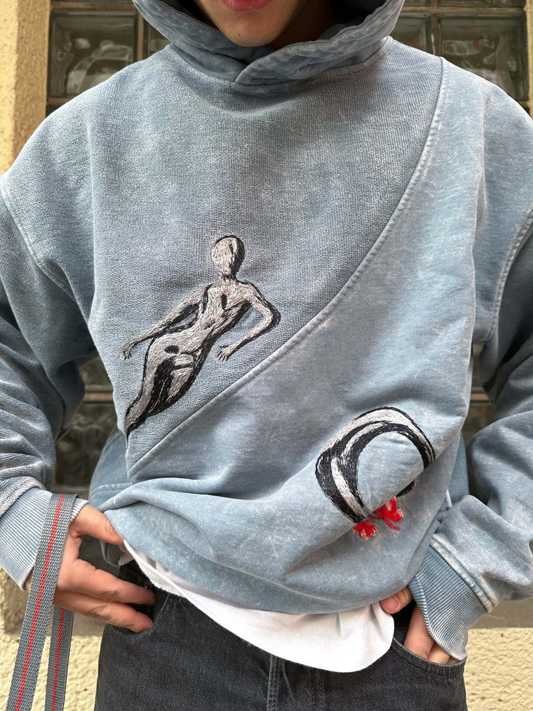 Longing | Inside-Out Hoodie Washed Petrol - maezen