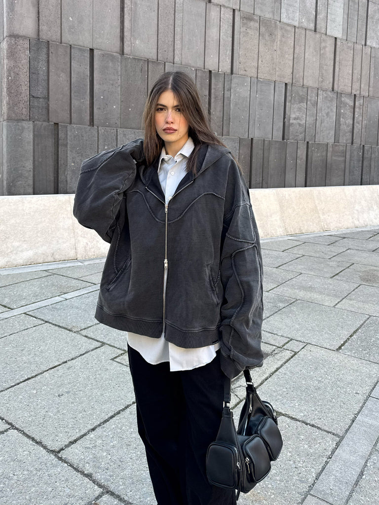 Tau | Zip-Hoodie Stone Grey - maezen