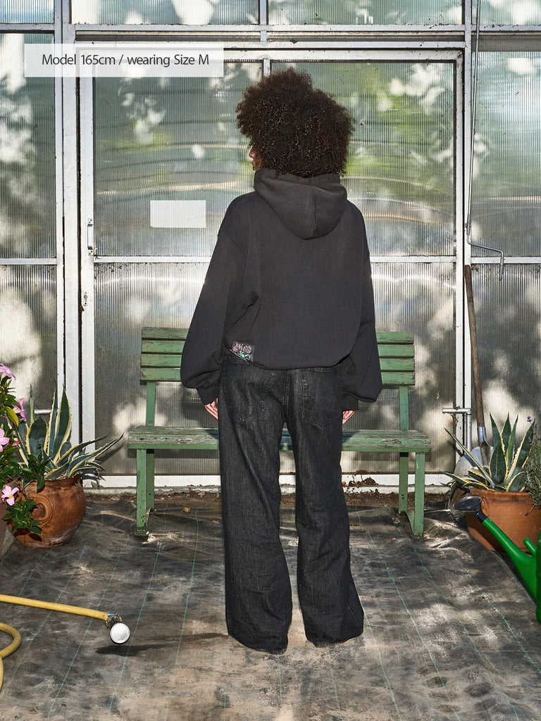 Flowers for You | Hoodie Washed Black - maezen