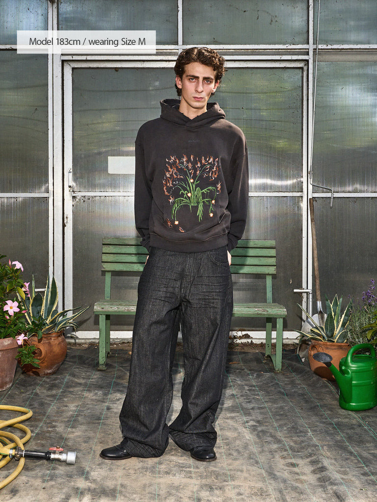 Flowers for You | Hoodie Washed Black - maezen