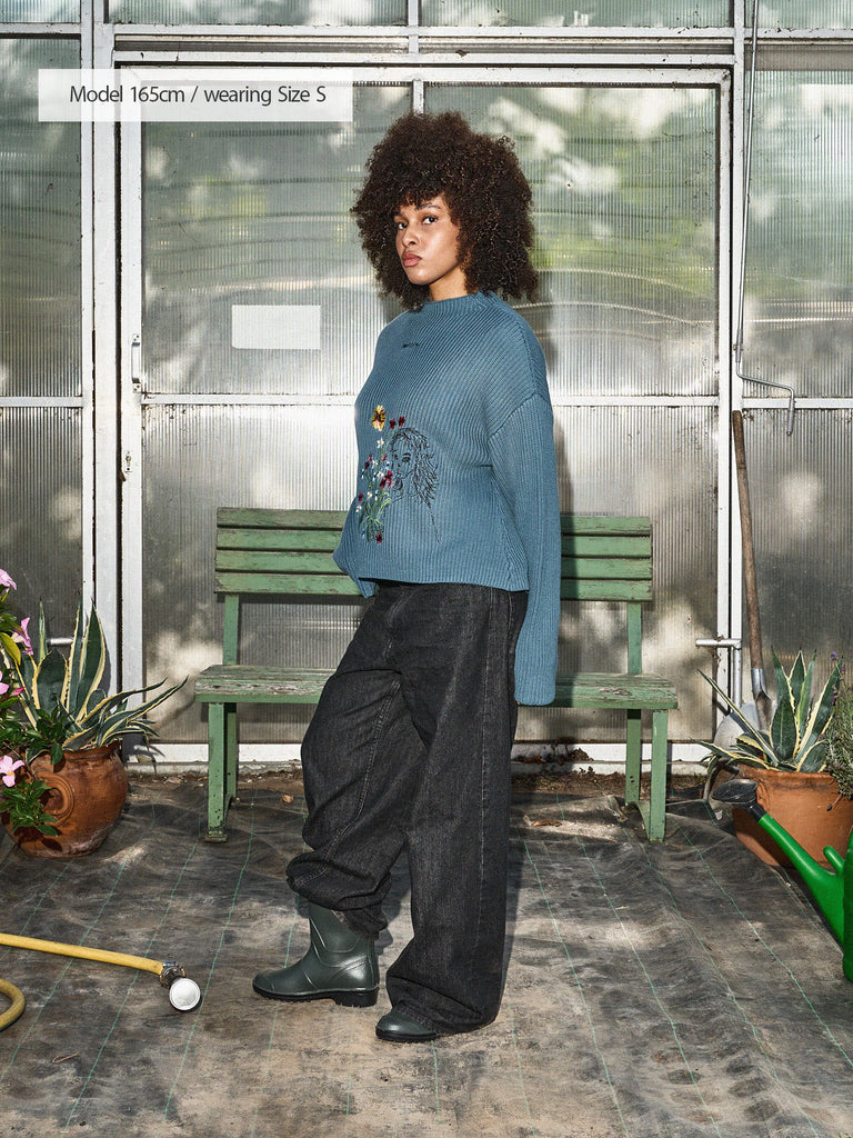 Too many Flowers | Knit Sweater Petrol - maezen