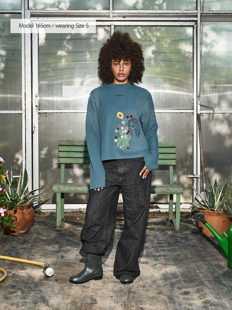 Too many Flowers | Knit Sweater Petrol - maezen