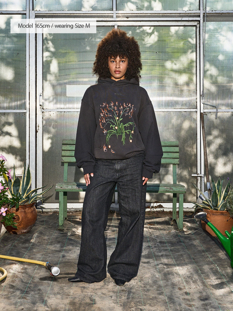 Flowers for You | Hoodie Washed Black - maezen