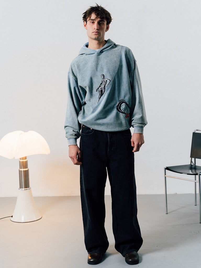 Longing | Inside-Out Hoodie Washed Petrol - maezen