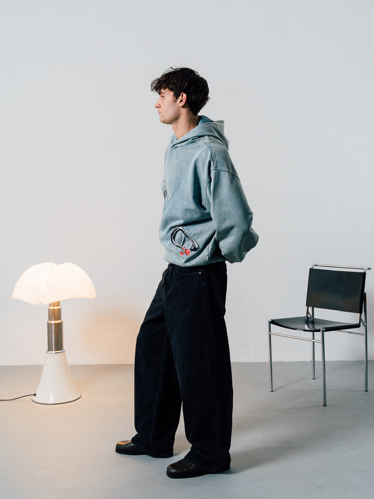 Longing | Inside-Out Hoodie Washed Petrol - maezen