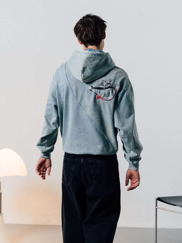 Longing | Inside-Out Hoodie Washed Petrol - maezen