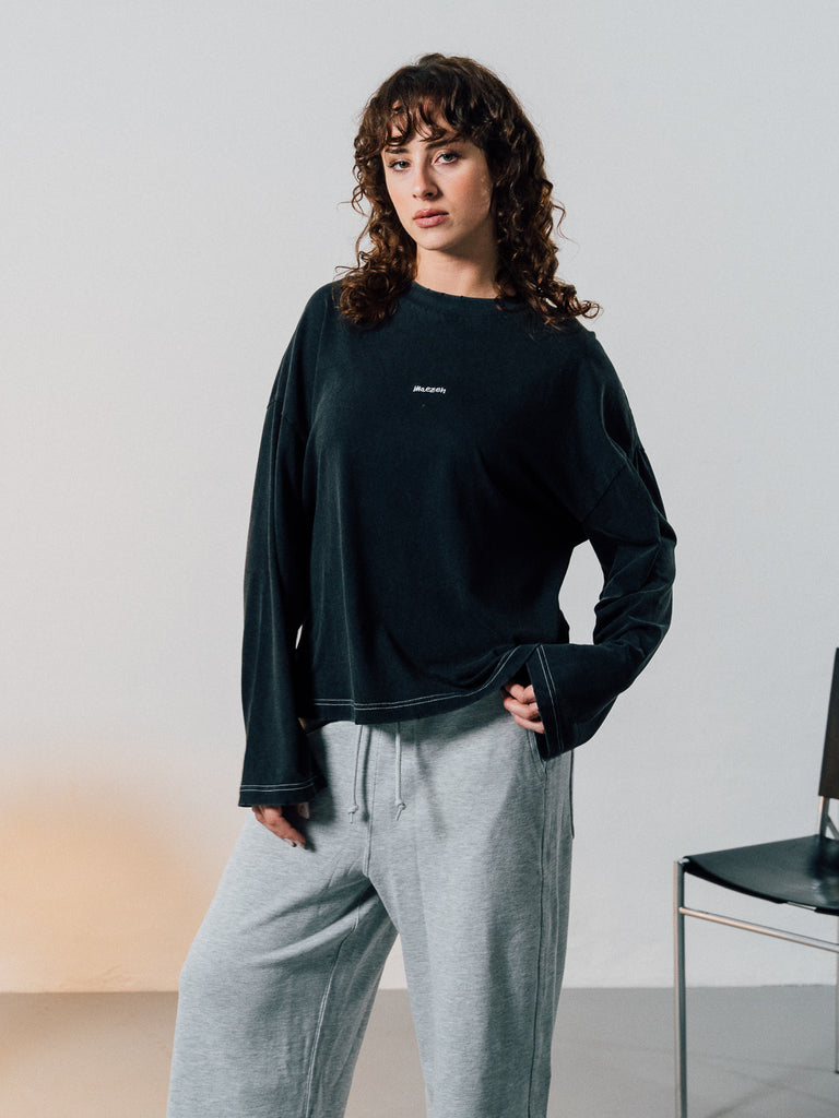 Internet Faces | Longsleeve Washed Black - maezen