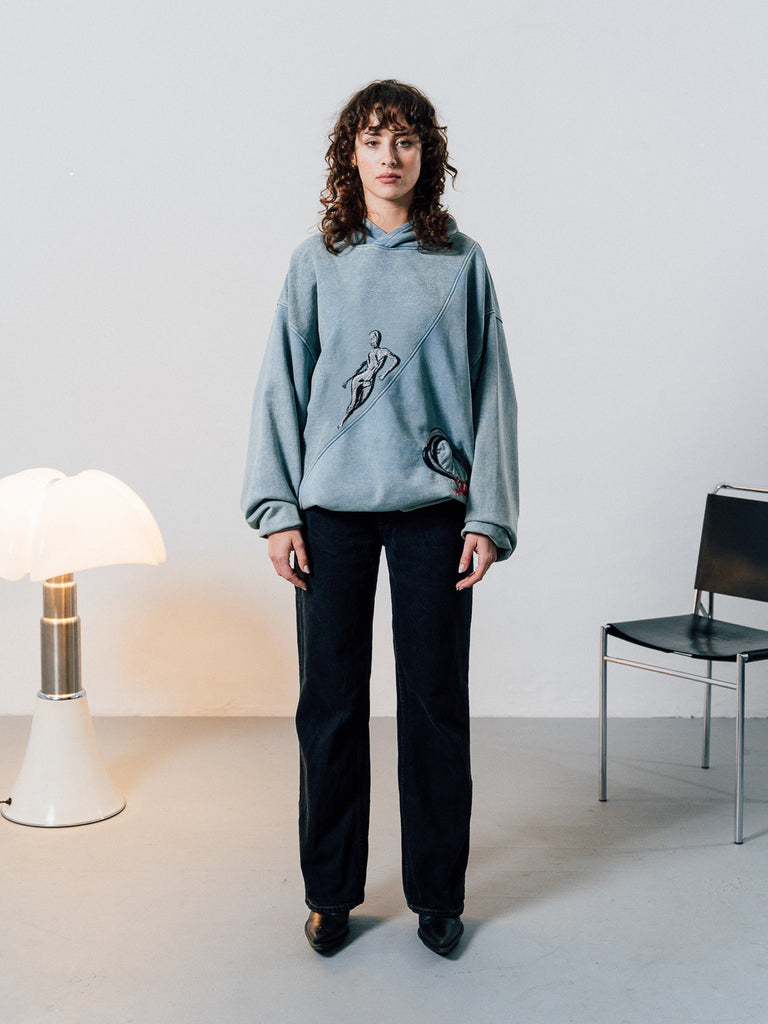 Longing | Inside-Out Hoodie Washed Petrol - maezen