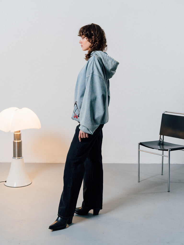 Longing | Inside-Out Hoodie Washed Petrol - maezen